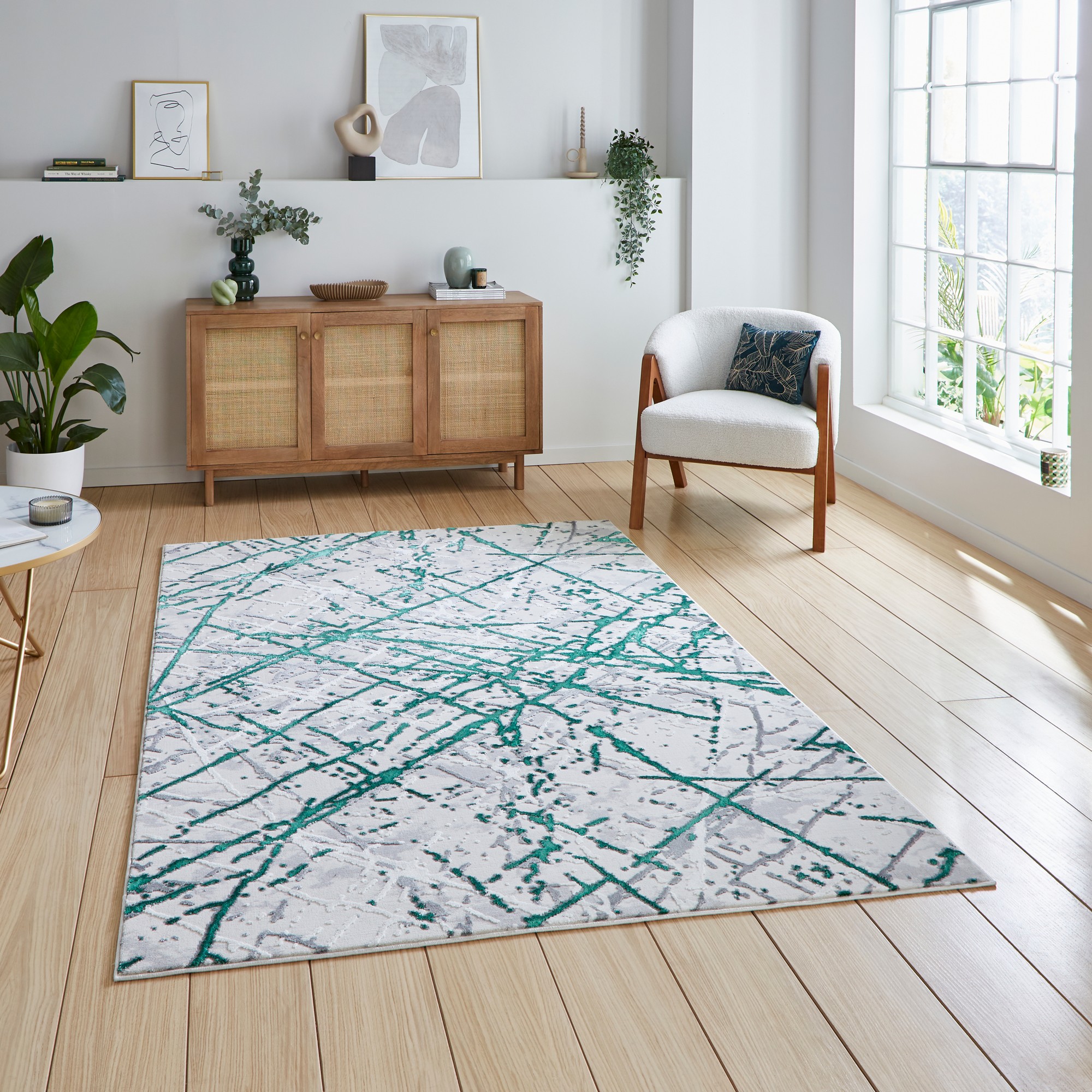 Artemis B8403a Modern Abstract Rugs In Green Silver Grey